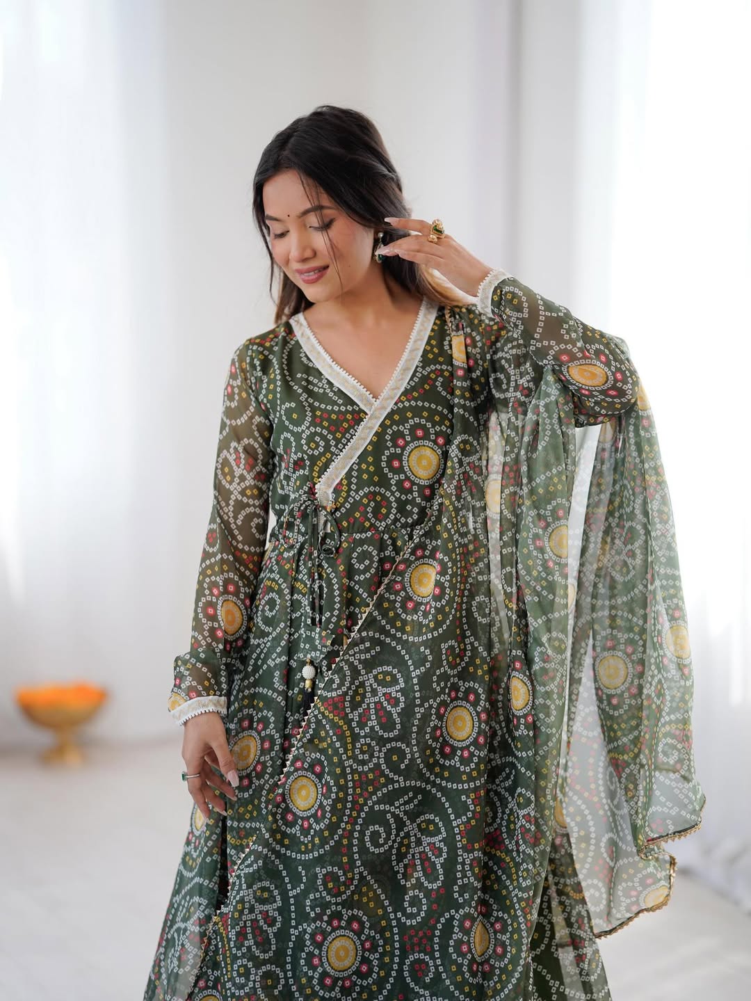 Printed Anarkali Gown with Dupatta for Women – Elegant Festive & Party Wear