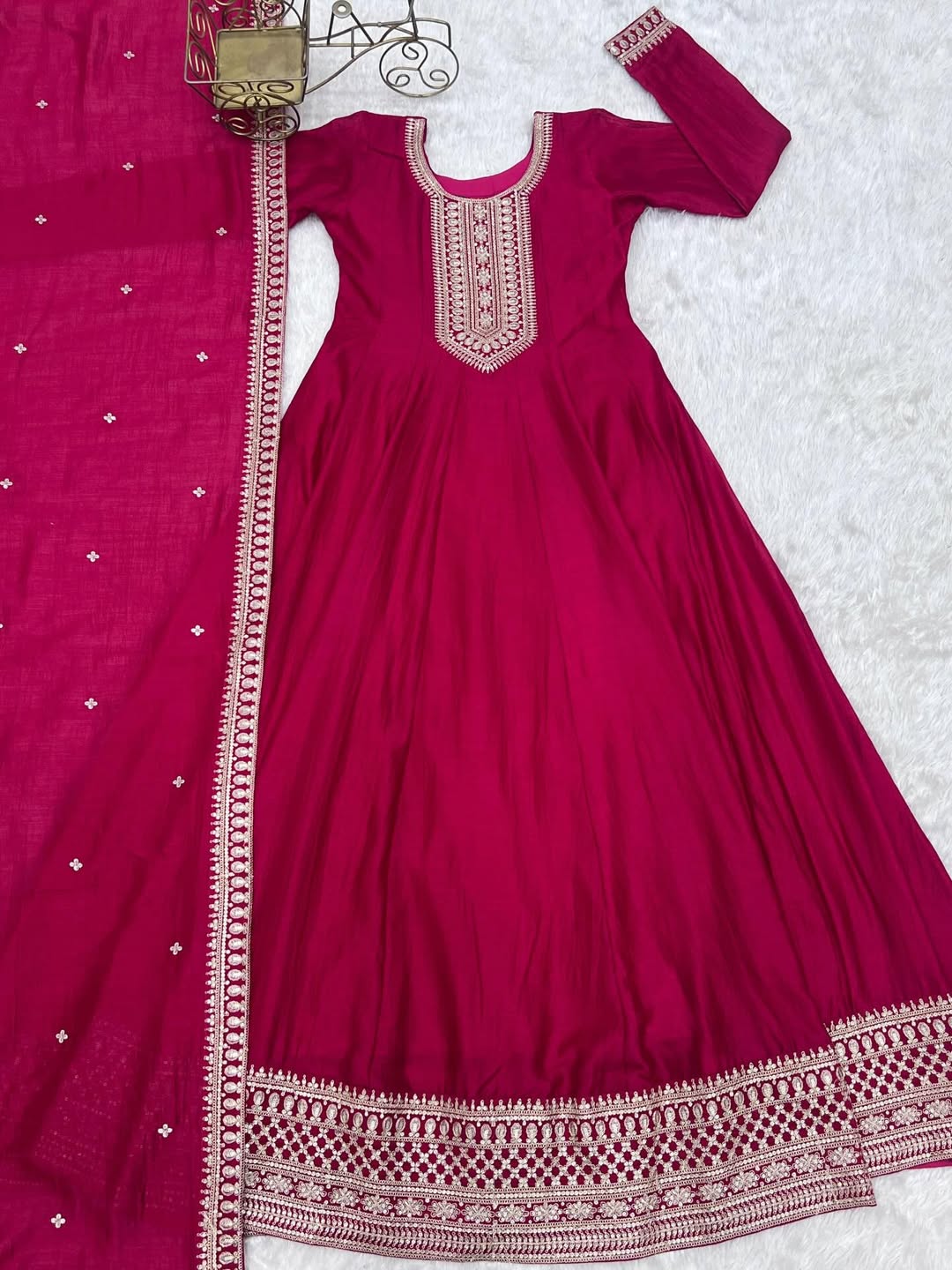 Designer Wine Anarkali Suit with Dupatta | Embroidered Party Wear Ethnic Dress for Women