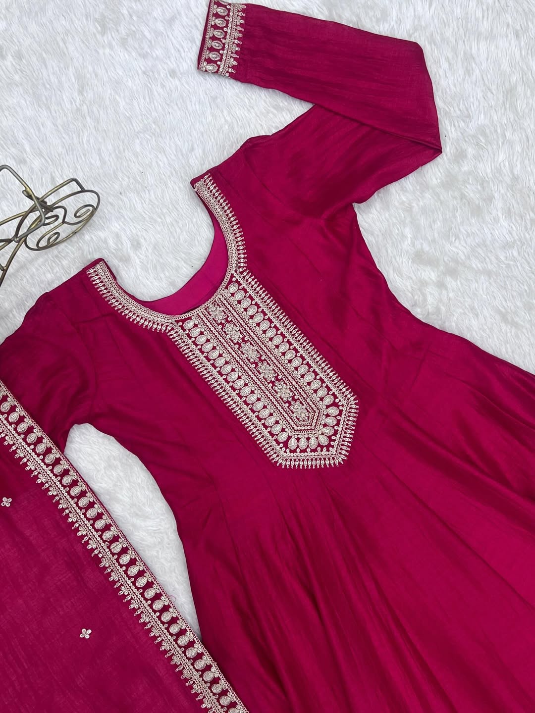 Designer Wine Anarkali Suit with Dupatta | Embroidered Party Wear Ethnic Dress for Women