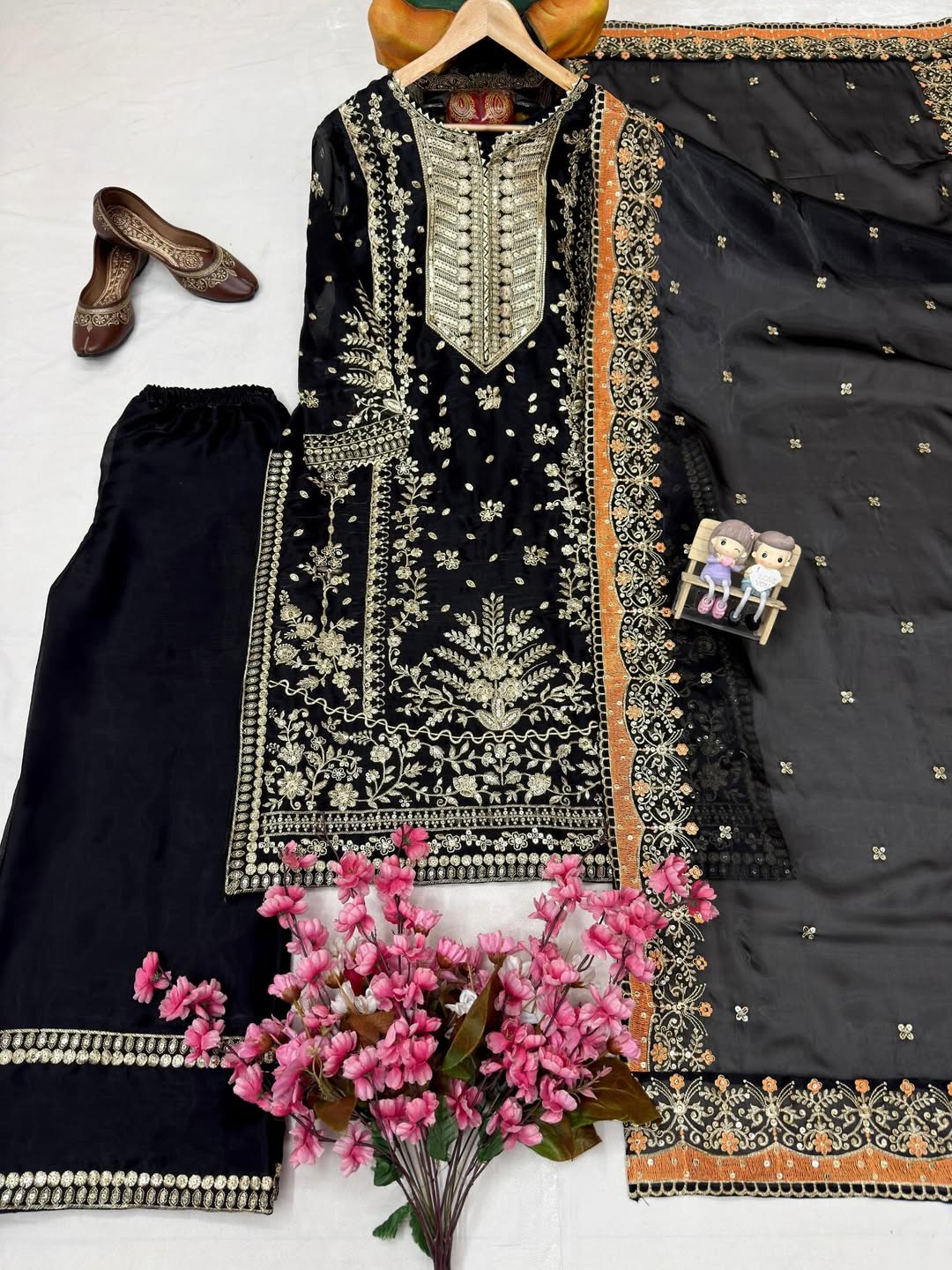 GMY Silk Edition Embroidered Kurta Palazzo Set with Dupatta – Premium Festive Wear