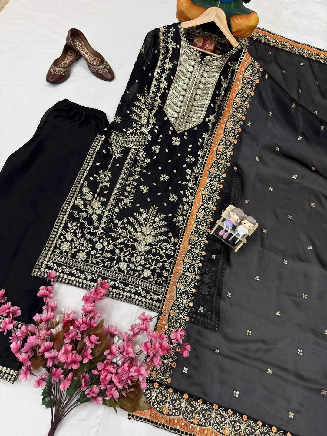 GMY Silk Edition Embroidered Kurta Palazzo Set with Dupatta – Premium Festive Wear