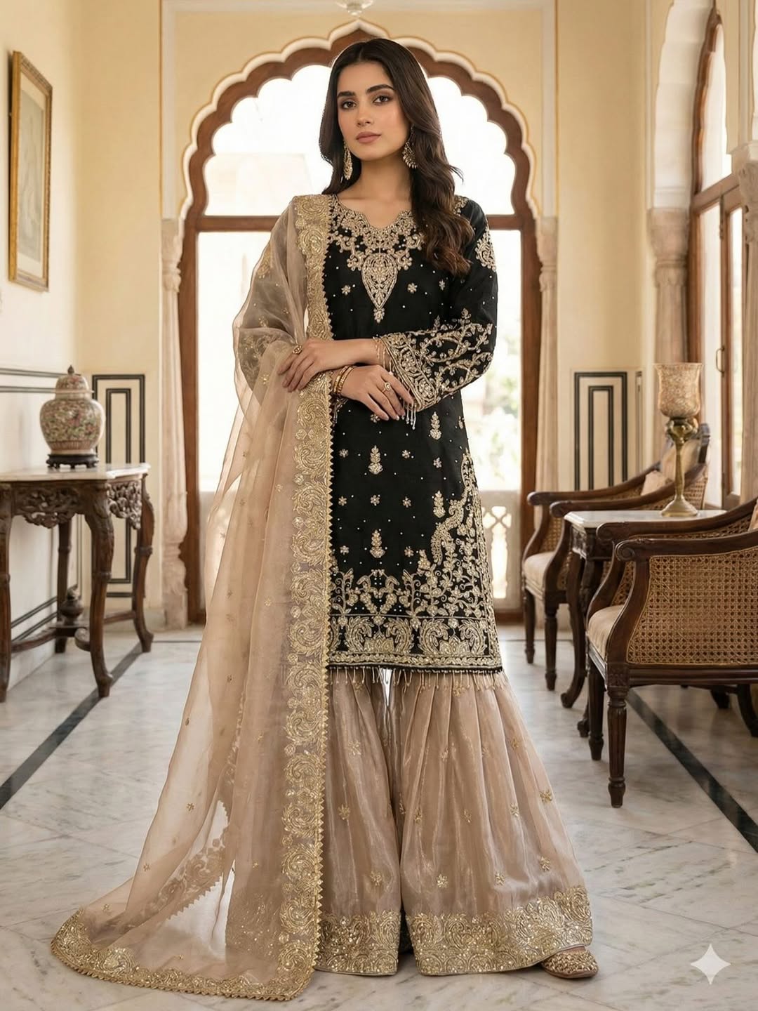 ✨ Designer Heavy Embroidered Kurti Sharara Set with Net Dupatta | Eid Special Party Wear Suit ✨