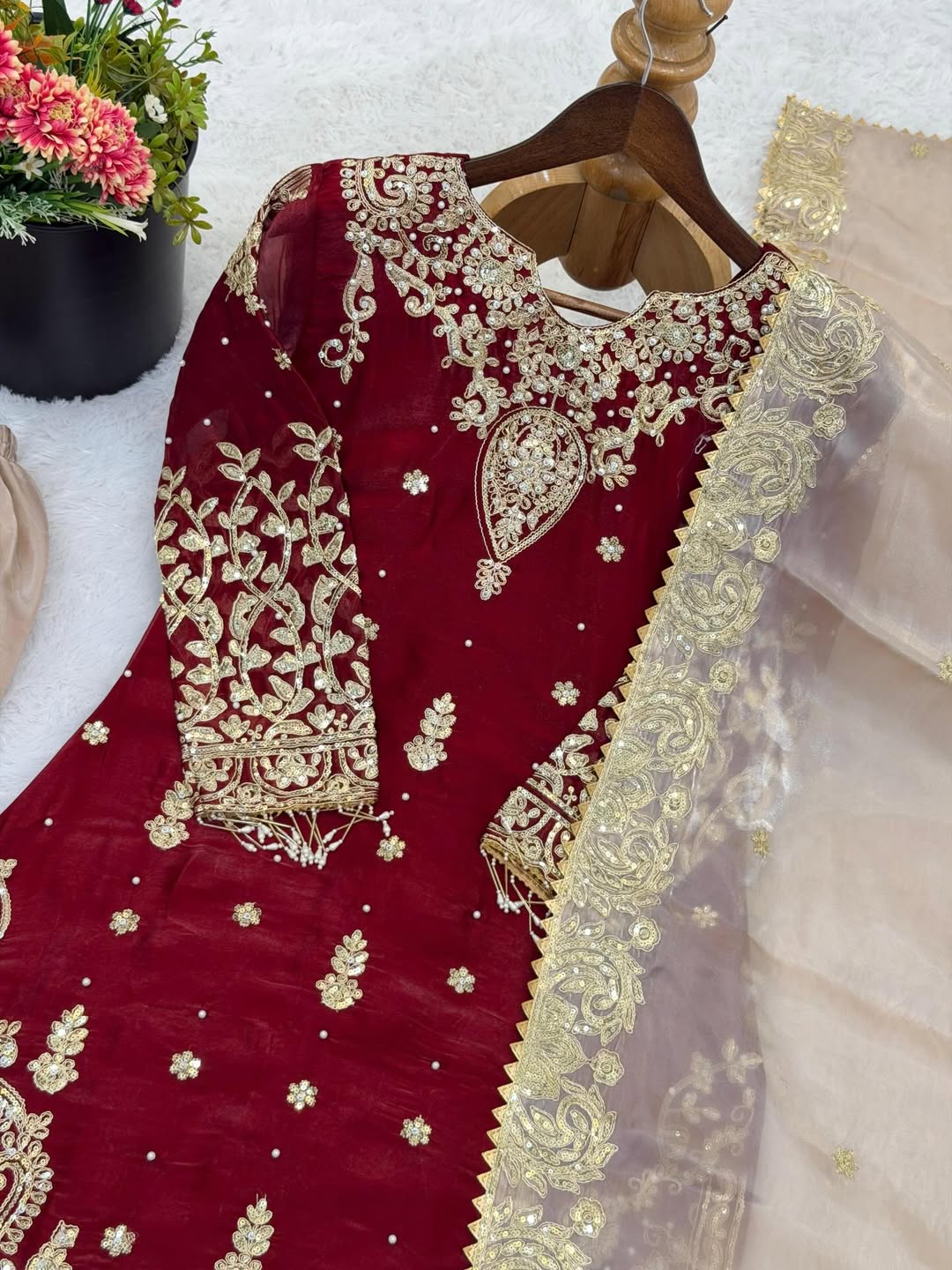 ✨ Designer Heavy Embroidered Kurti Sharara Set with Net Dupatta | Eid Special Party Wear Suit ✨