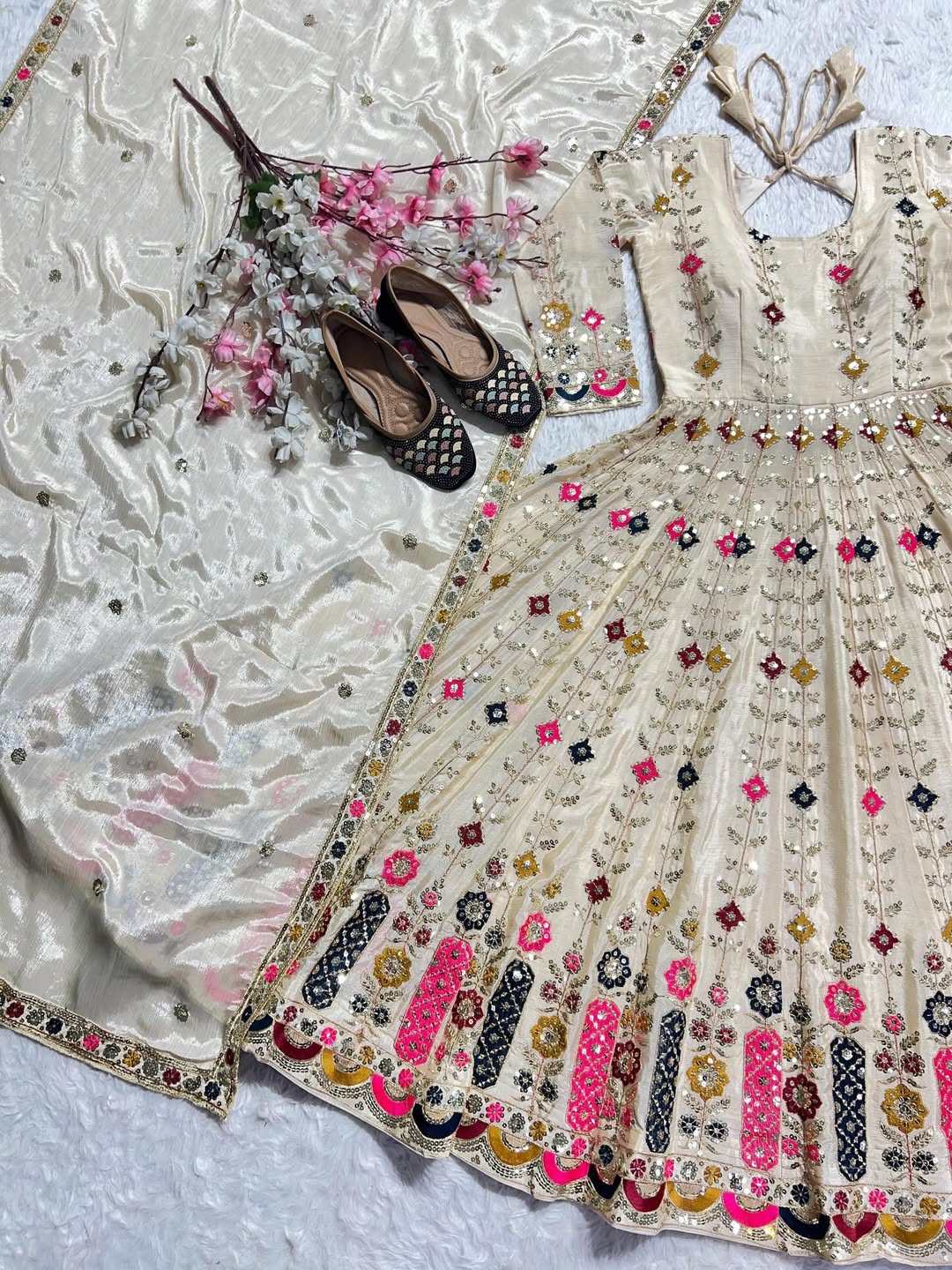 Ceram Colour Designer Kurta Pant Set with Mirror Work & Dupatta | Festive Party Wear Ethnic Outfit for Women