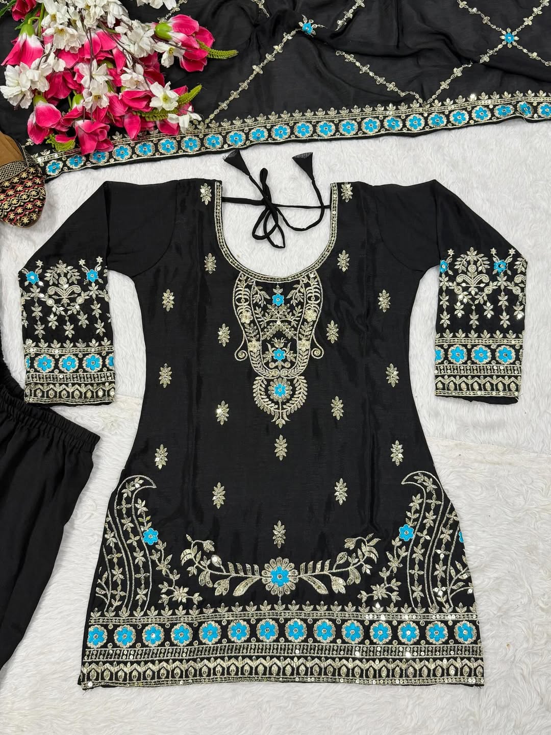 Black Designer Anarkali Suit Set with Heavy Embroidery & Dupatta | Party Wear Ethnic Dress for Women