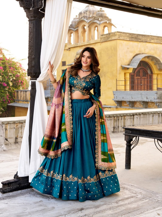 Designer Thread Embroidered Lehenga Choli with Dupatta | Wedding & Festive Wear Lehenga for Women