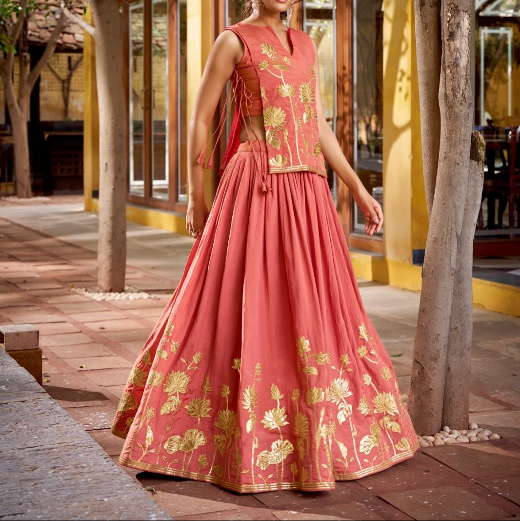 Designer Embroidered Co-ord Set for Women | Top & Flared Skirt Set | Festive & Party Wear Ethnic Outfit