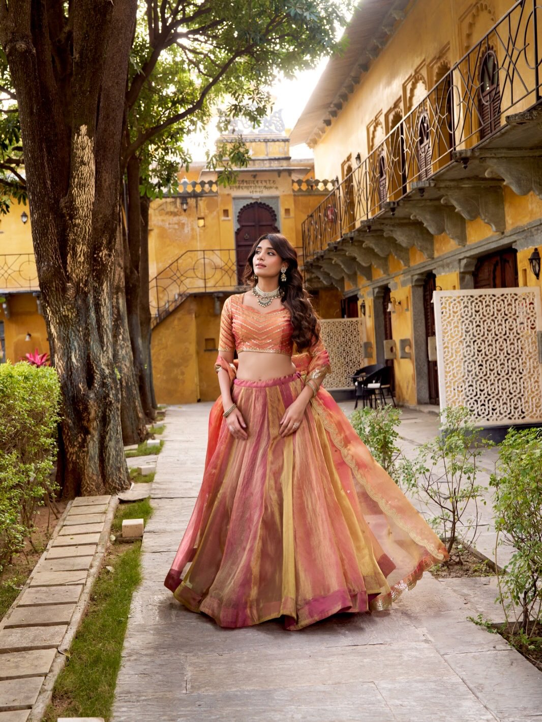 Pastel Peach Pink Lehenga Choli Set with Dupatta | Indian Wedding Party Wear | Designer Bridal Lehenga