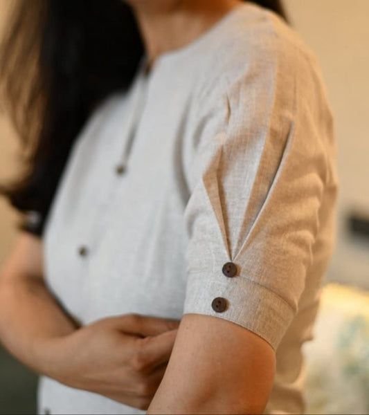 Women Grey Cotton Midi Dress