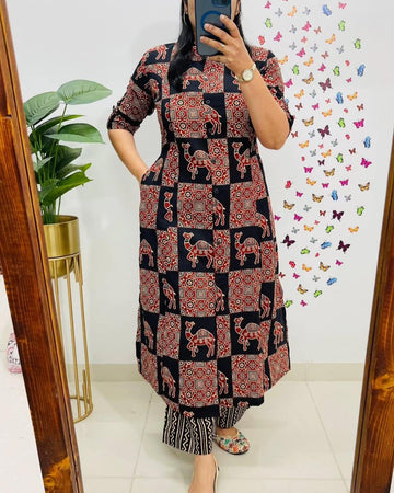 Black Premium Jaipuri Floral Fine Cotton Co-Ord Set