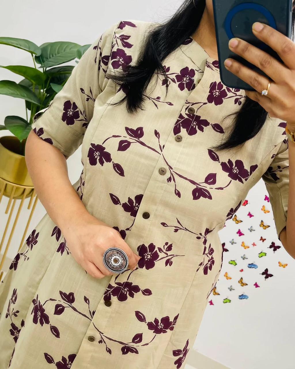 cotton co-ord set, florral kurta set, Aforaura 