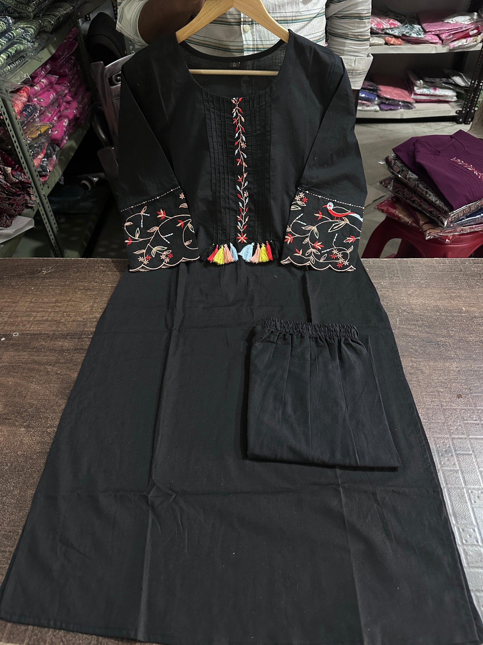 Embroidery Kurta set, cotton kurta set, Aforaura 