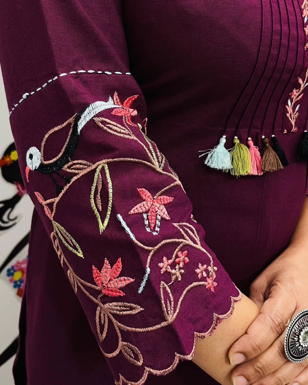 Embroidery kurta set, cotton kurta set, Aforaura 