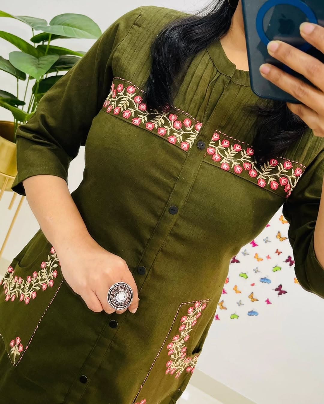 Kurta set, cotton embroidered kurta set, Aforaura 