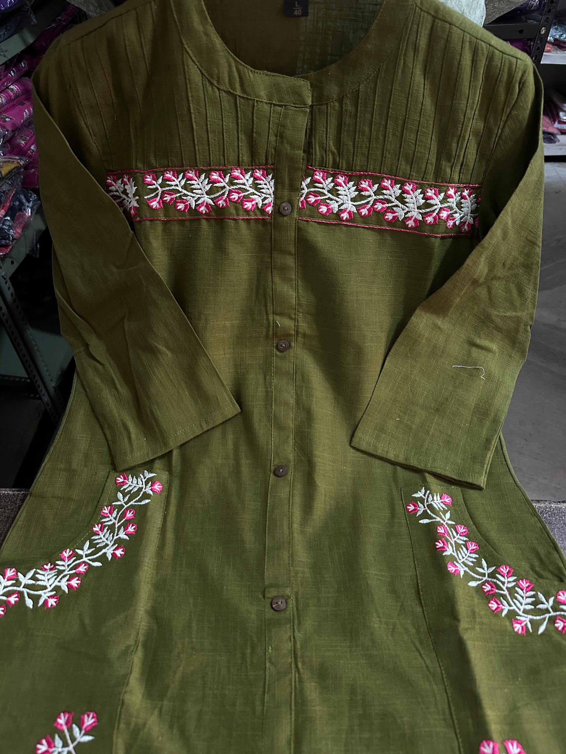 Kurta set, cotton embroidered kurta set, Aforaura 