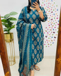 Cotton dupatta set, blue dupatta set, Aforaura 