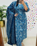 cotton dupatta set, blue dupatta set, Aforaura 