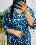 cotton dupatta set, blue dupatta set, Aforaura 