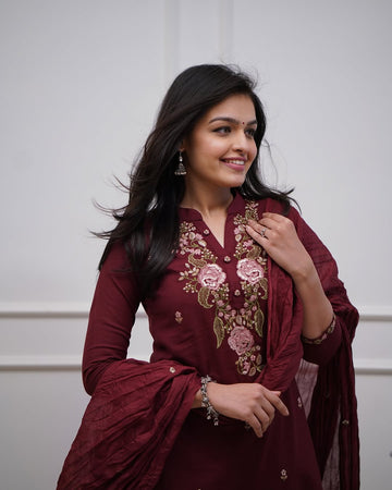 Beautiful Pure Cotton Embroidery Suit Set