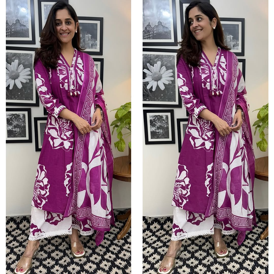 Vibrant Floral Print Kurta Pant Dupatta Set