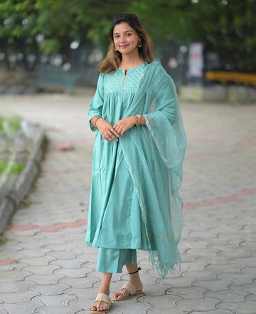 Beautiful Heavy Anarkali Kurti Pant Dupatta Set