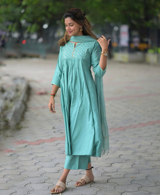 Beautiful Heavy Anarkali Kurti Pant Dupatta Set