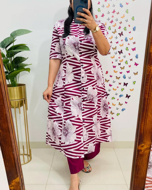 Premium Fine Cotton Printed Kurta Pant Set