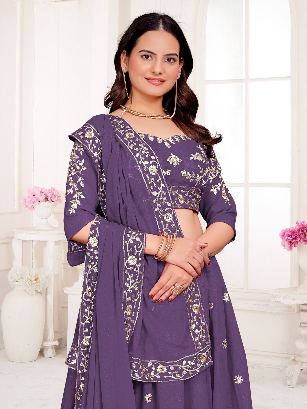 Embroidered Chinnon Silk, Kurta Palazzo Set, Pakistani Salwar Kameez, Eid wear Salwar Kameez set, Designer Kurta Pant set