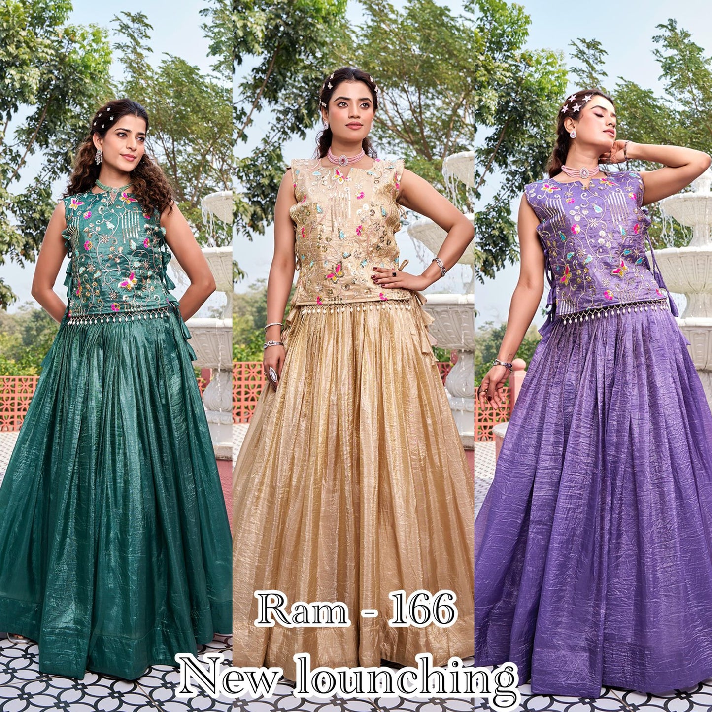 Women’s Embroidered Lehenga Choli Set – Silk Festive Gown with Floral Thread Work – Wedding, Party & Reception Wear