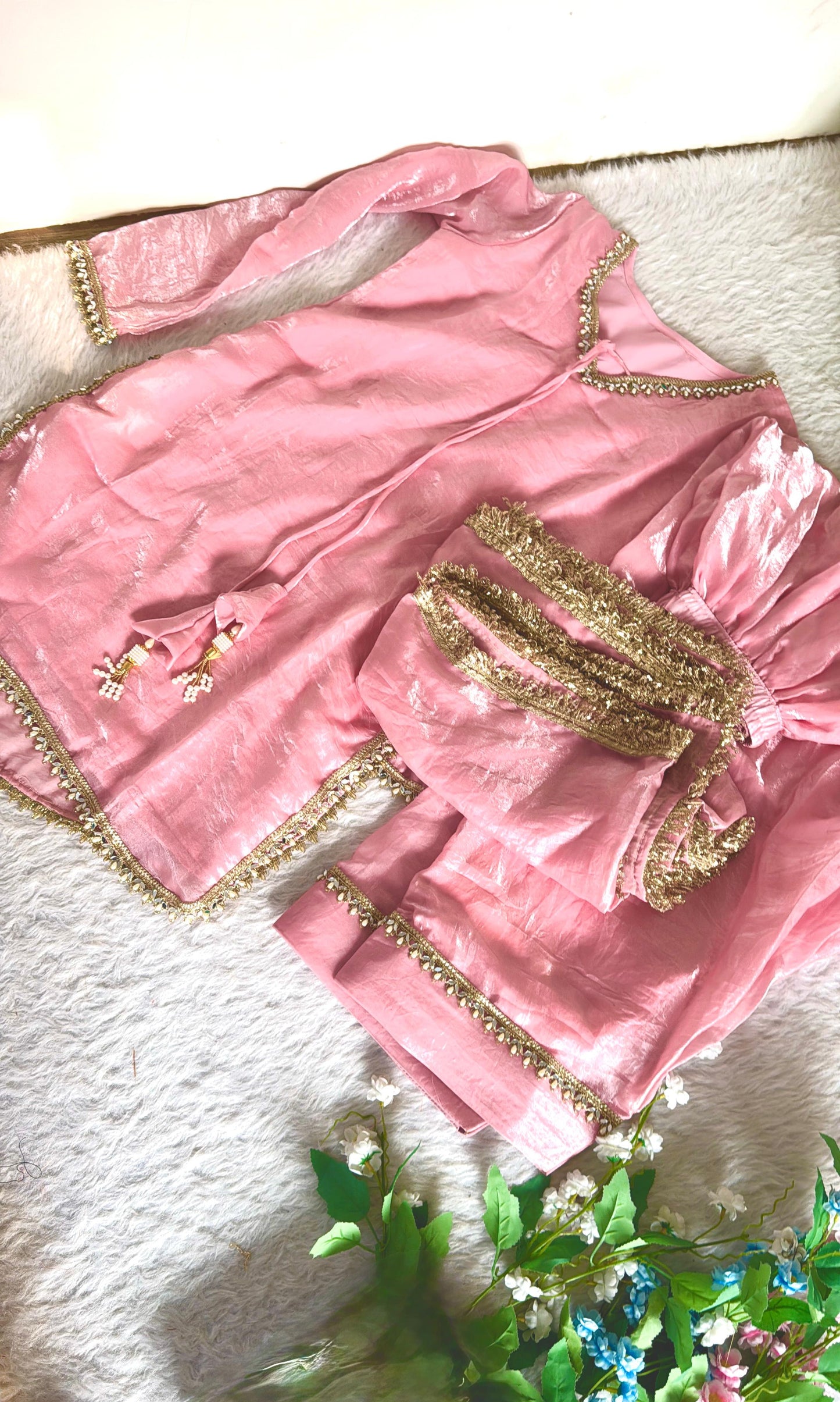 Pink Silk Kurta Palazzo Set with Dupatta for Women | Elegant Ethnic Festive Wear Suit | Traditional Indian Party Outfit