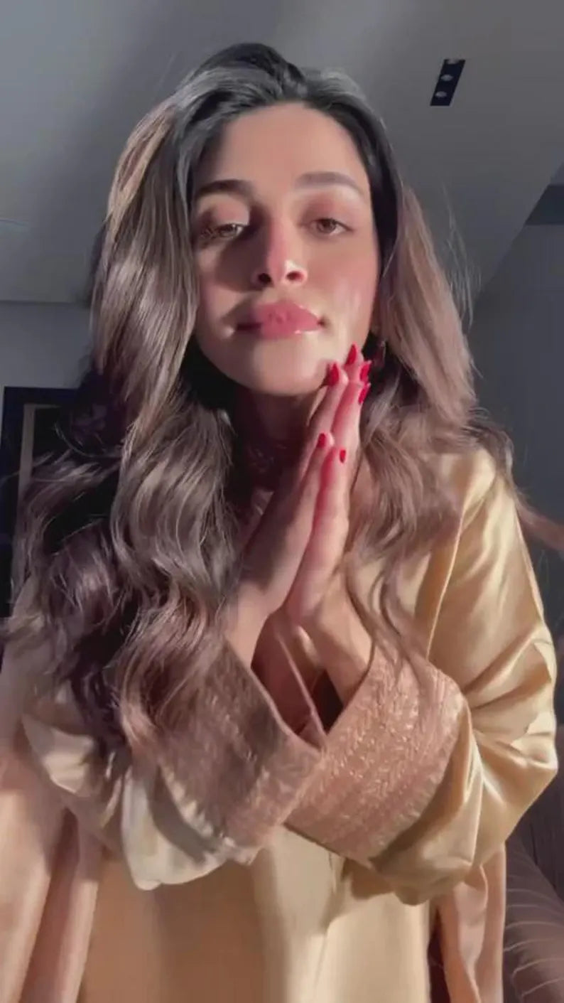 Elegant Gold Satin Kurta Set for Women – Festive & Wedding Wear Traditional 2 Piece Ethnic Outfit