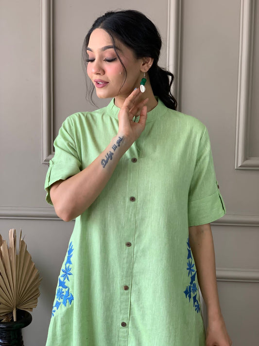 Pure cotton hand embroidered kurta palazzo co ord set