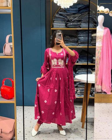 Adda Work Bandhani Print Kurta Set