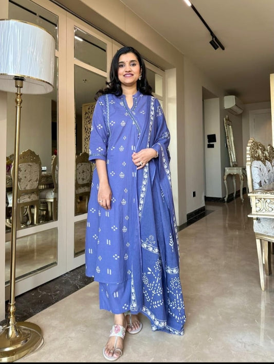 Angrakha Style Cotton Suit set for women
