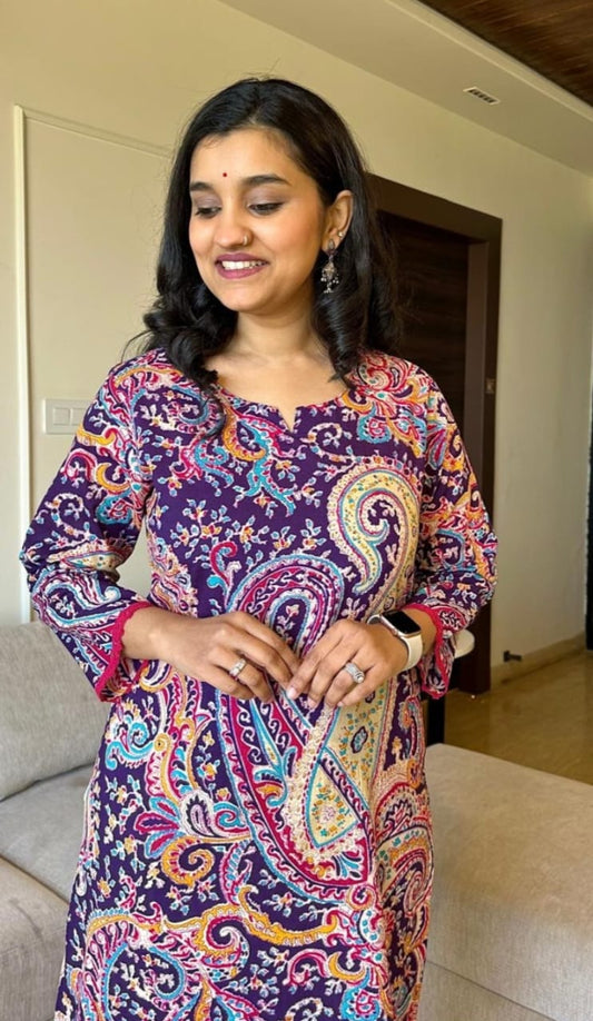 Royal Export Women's Cotton  Floral Printed Straight Kurta Set With Pant