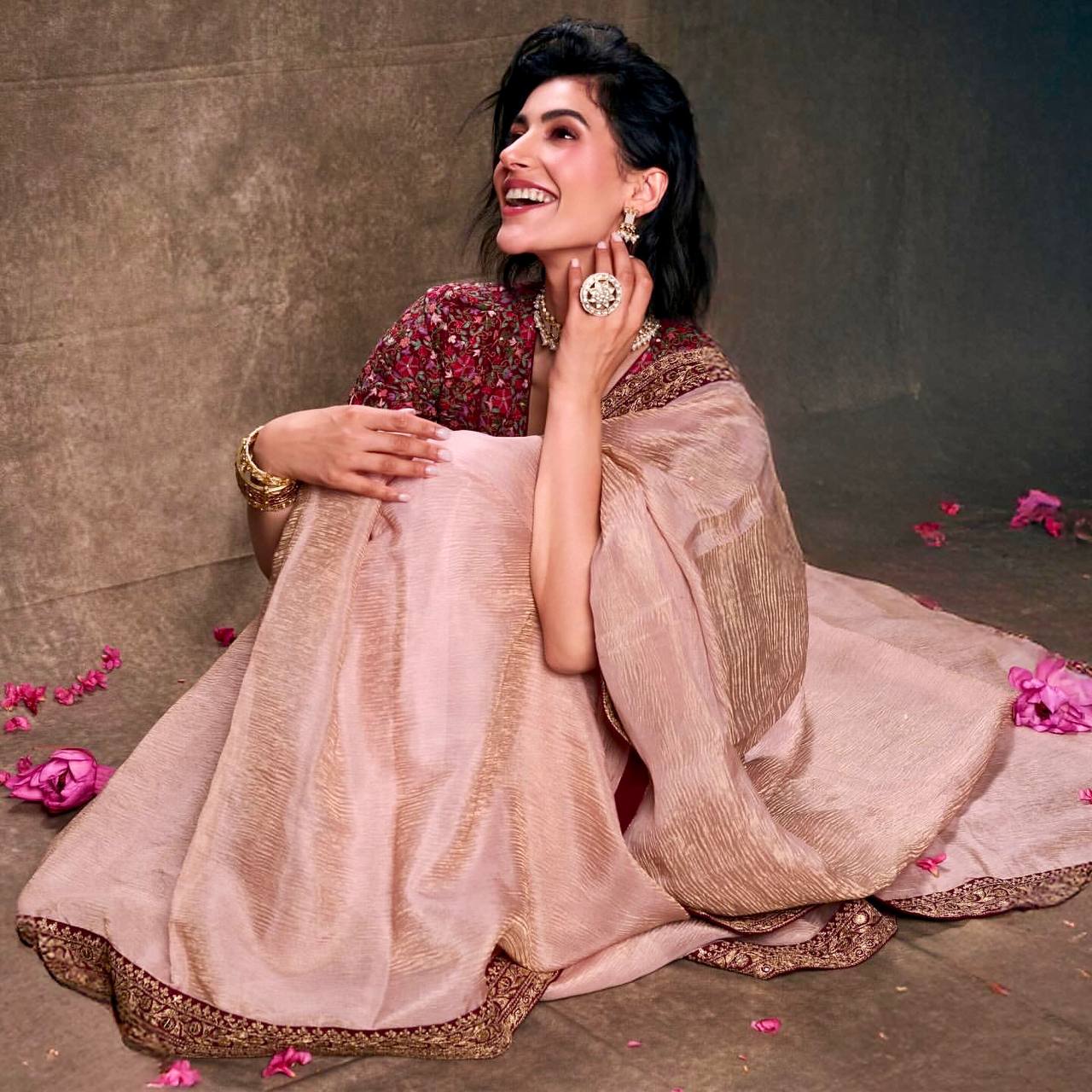 Twill Net Banarasi Crush Saree