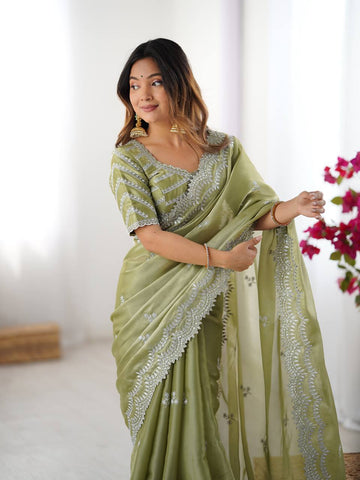 Beautiful Silk Saree with Silver Embroidery