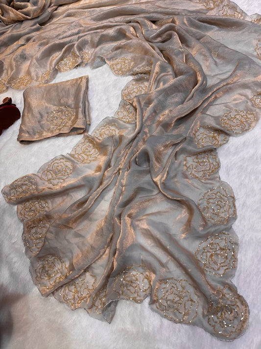 Beautiful Colors In Super Trending Handwork Designer Saree