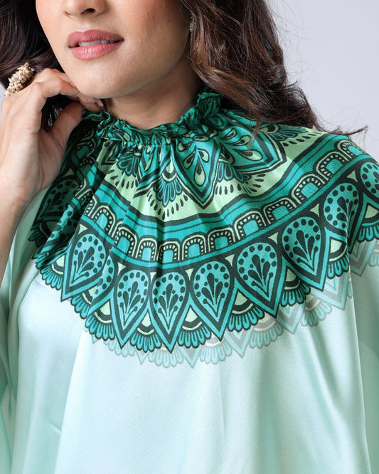 Trending Sea Green Free Hand Ready To Wear Saree