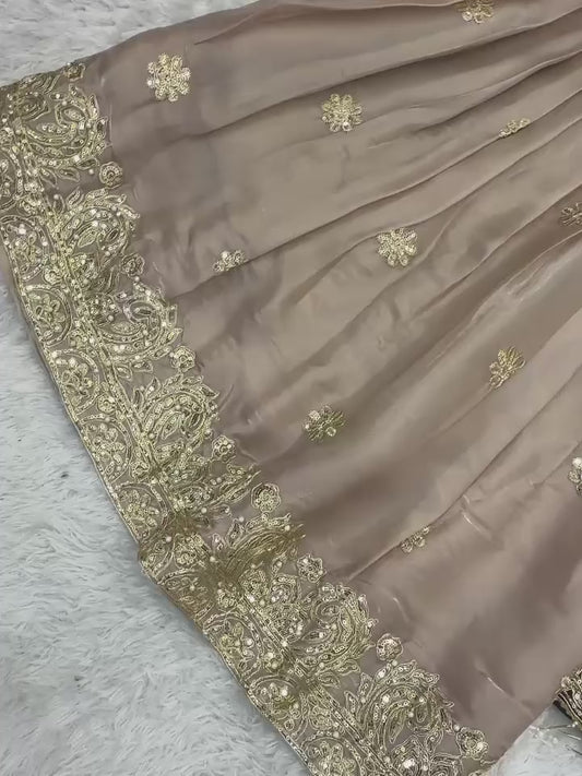 Designer Embroidered Kurti Sharara Set with Dupatta | Wine Purple & Beige Party Wear Suit for Women