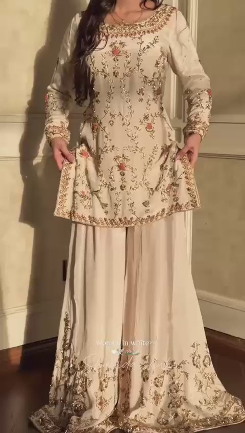 Haldi designer sharara set for women yellow embroidered
