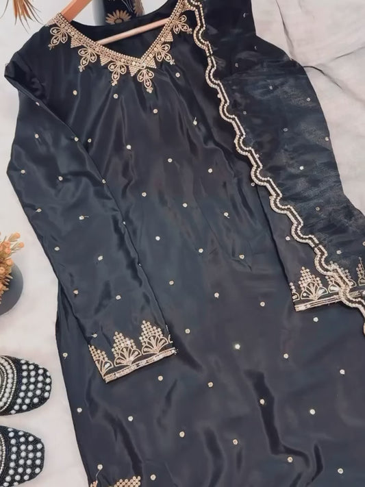 Designer Heavy Embroidered Kurti Palazzo Set with Net Dupatta | Party & Festive Wear for Women